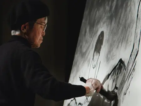 80 year old artist paints the horror of atomic bombing live